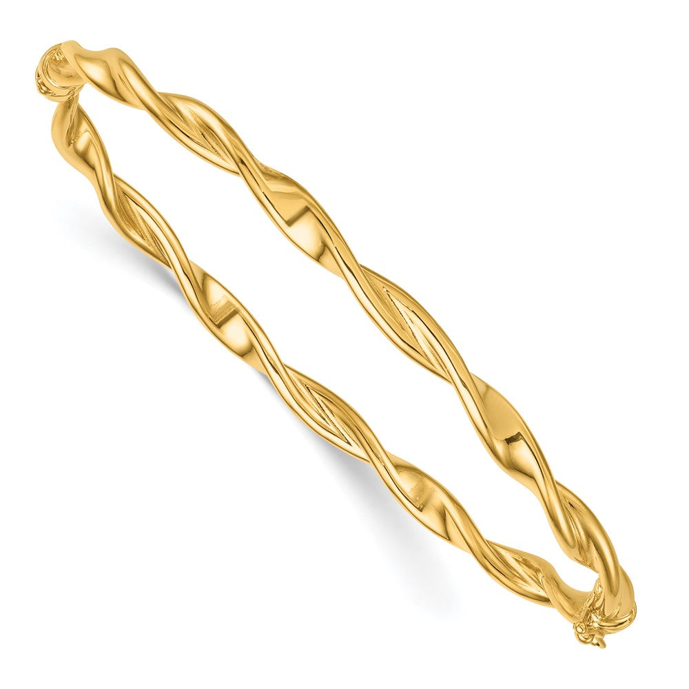 Polished and Twisted Hinged Oval Bangle Bracelet - WBC