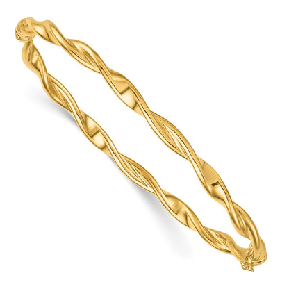 Polished and Twisted Hinged Oval Bangle Bracelet - WBC