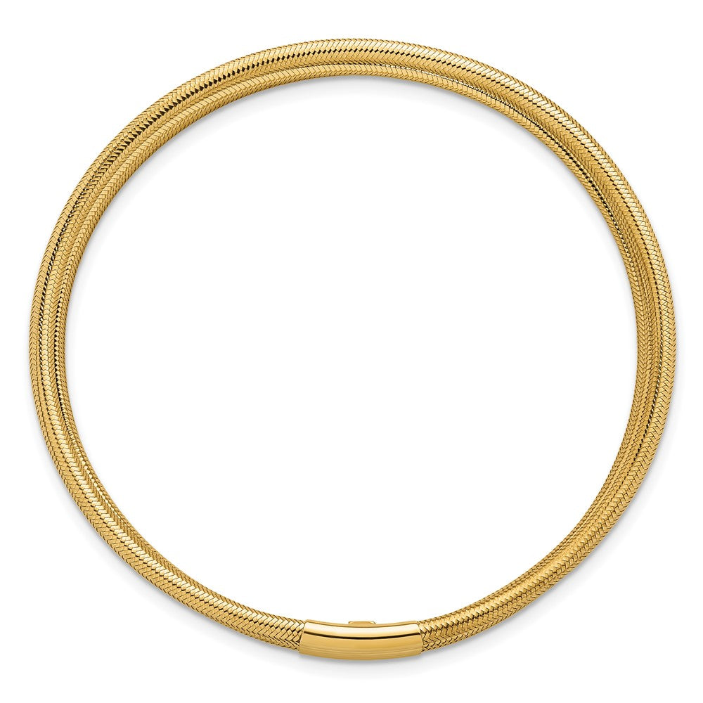 Polished Five Strand Mesh Stretch Round Bracelet - WBC
