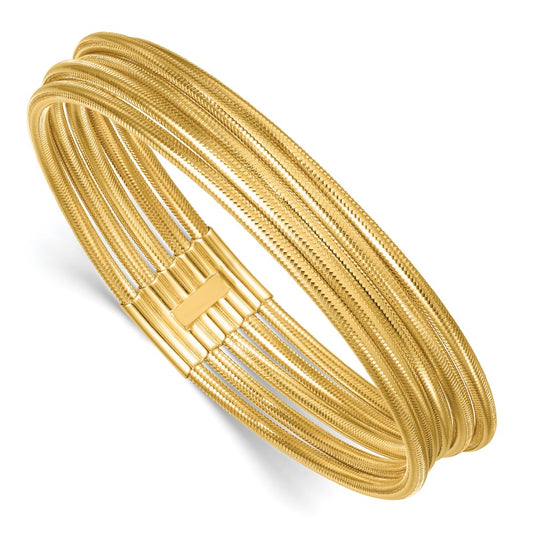 Polished Five Strand Mesh Stretch Round Bracelet - WBC
