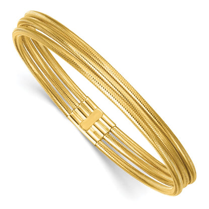 Polished Three Strand Mesh Stretch Round Bracelet - WBC