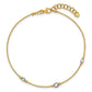 Two-Tone Polished Diamond-cut Round and Square Beaded Bracelet with Extension - WBC