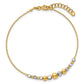 Two-Tone Polished Diamond-cut Round and Square Beaded Bracelet with Extension - WBC