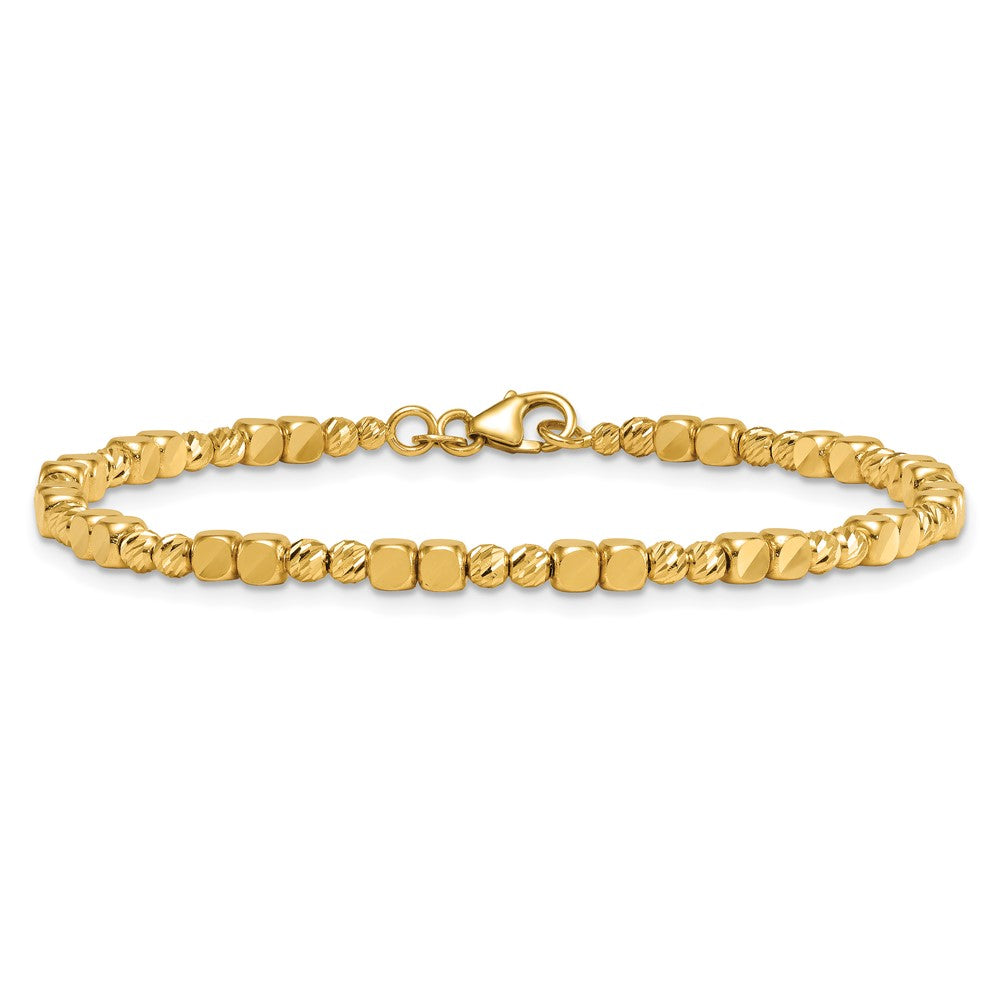 Polished Diamond-cut and Square Beaded Bracelet - WBC