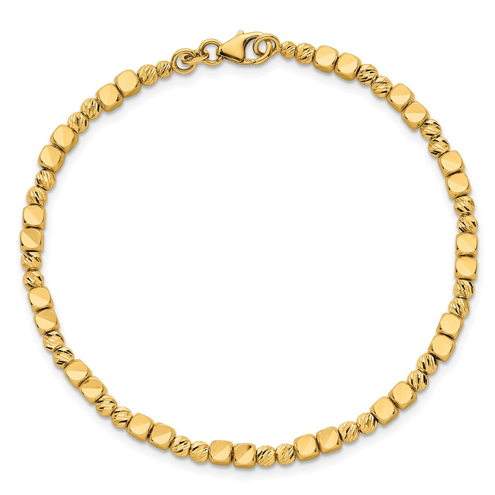 Polished Diamond-cut and Square Beaded Bracelet - WBC
