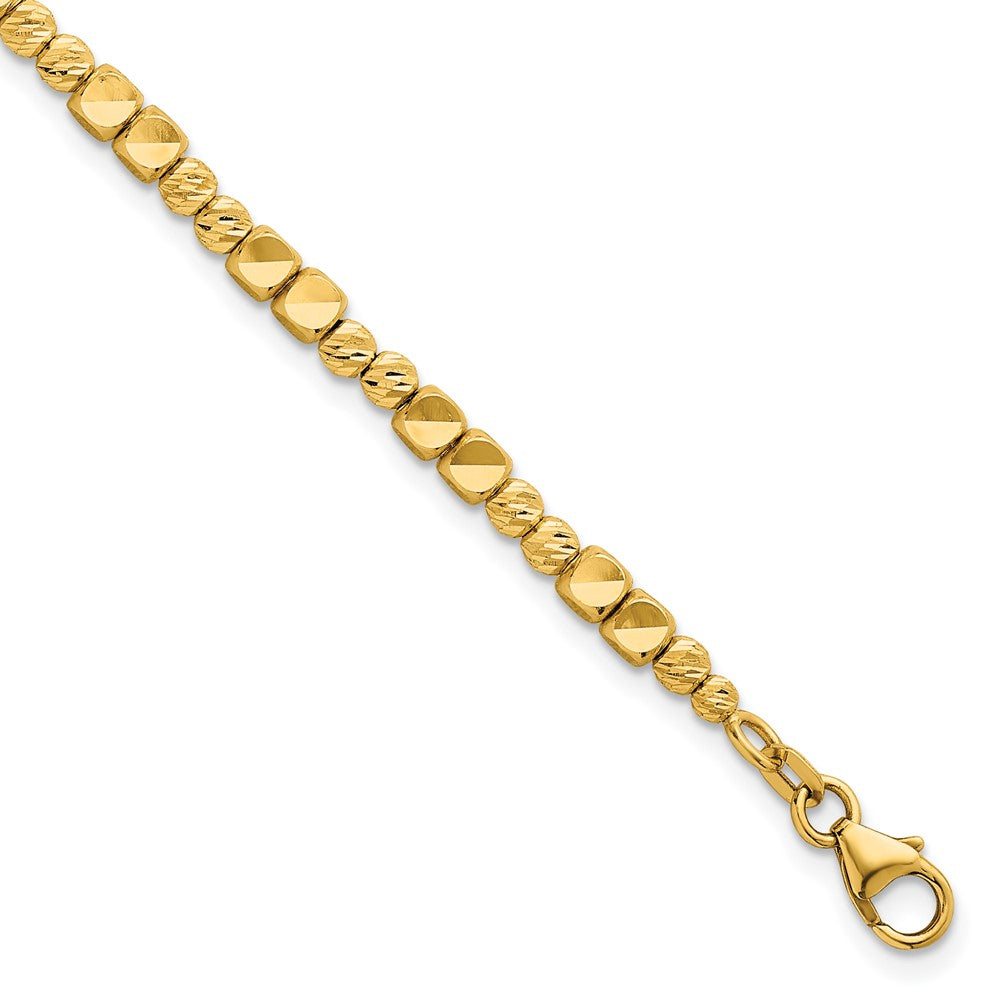 Polished Diamond-cut and Square Beaded Bracelet - WBC