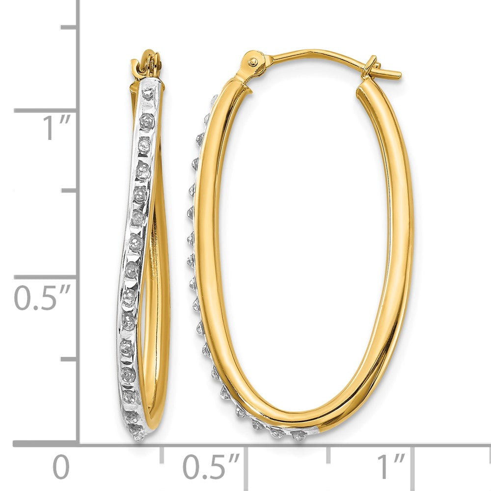 Diamond Fascination Diamond Dust/Accent Oval Twist Hoop Earrings - WBC