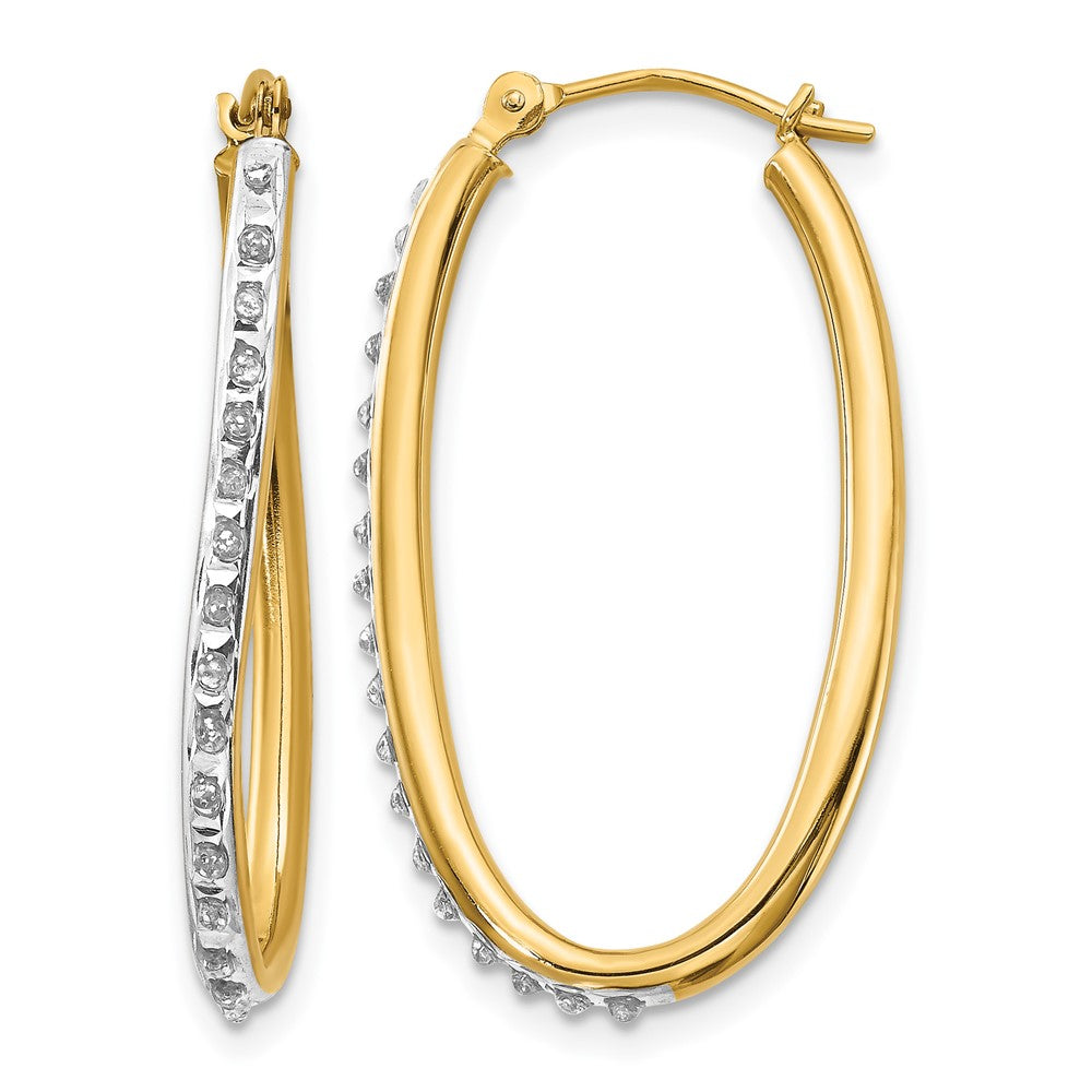 Diamond Fascination Diamond Dust/Accent Oval Twist Hoop Earrings - WBC