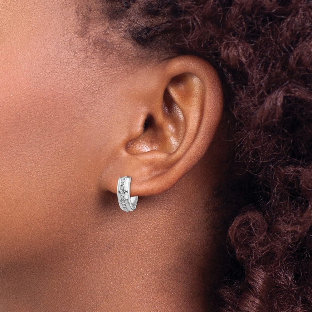Diamond Fascination Diamond Dust/Accent Round Hinged Hoop Earrings - WBC