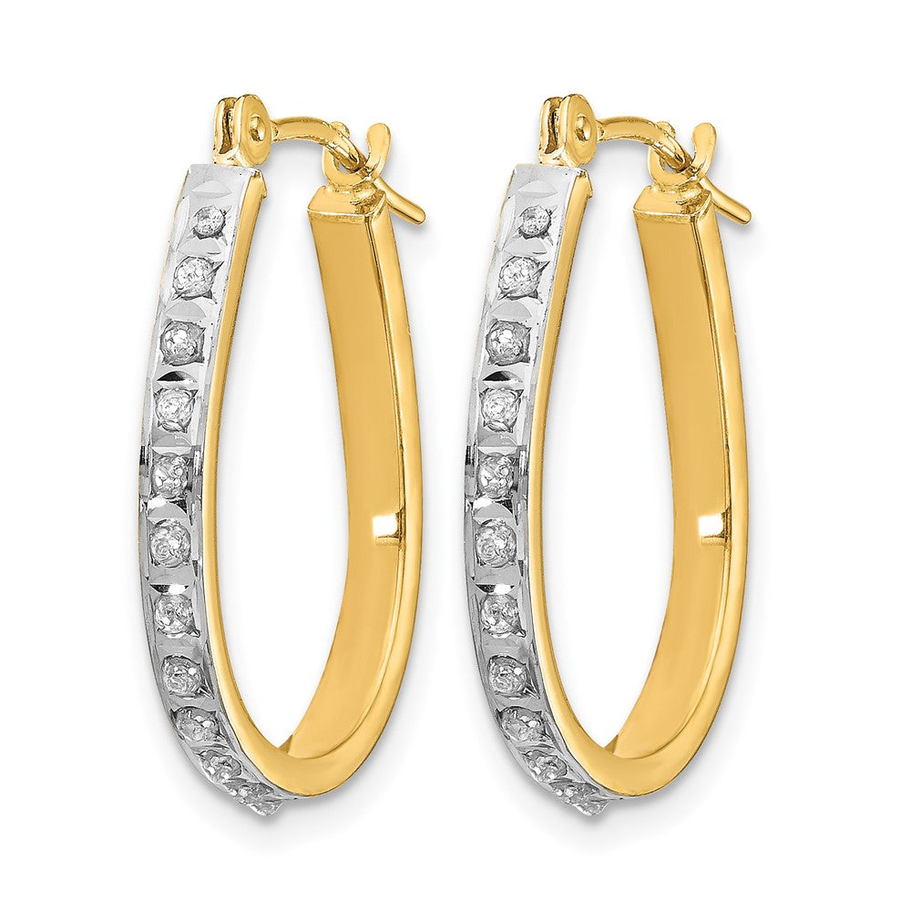 and Rhodium Diamond Fascination Diamond Dust/Accent Oval Hoop Earrings - WBC