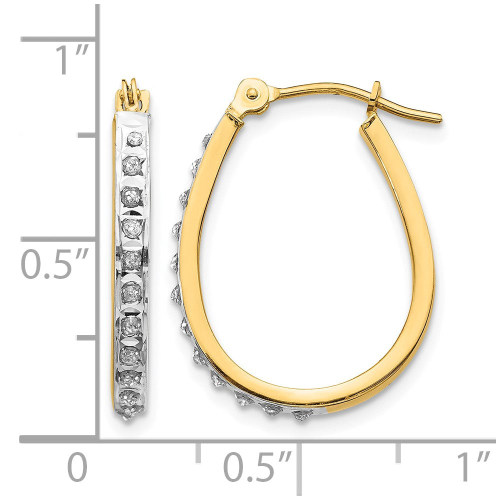 and Rhodium Diamond Fascination Diamond Dust/Accent Oval Hoop Earrings - WBC