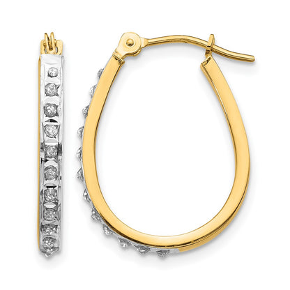 and Rhodium Diamond Fascination Diamond Dust/Accent Oval Hoop Earrings - WBC