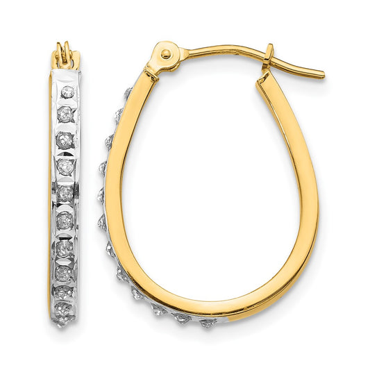 and Rhodium Diamond Fascination Diamond Dust/Accent Oval Hoop Earrings - WBC