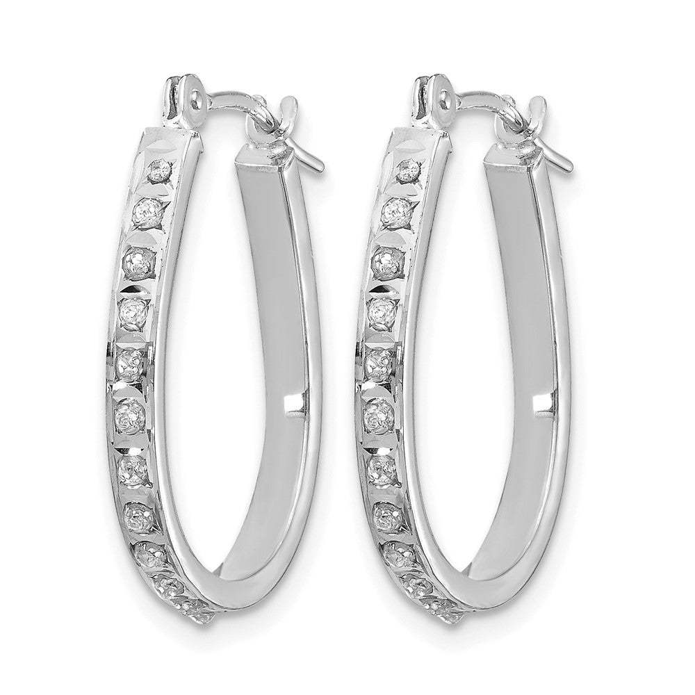 Diamond Fascination Daimond Dust/Accent Oval Hoop Earrings - WBC