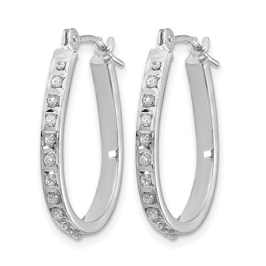 Diamond Fascination Daimond Dust/Accent Oval Hoop Earrings - WBC