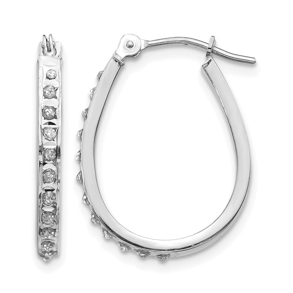 Diamond Fascination Daimond Dust/Accent Oval Hoop Earrings - WBC
