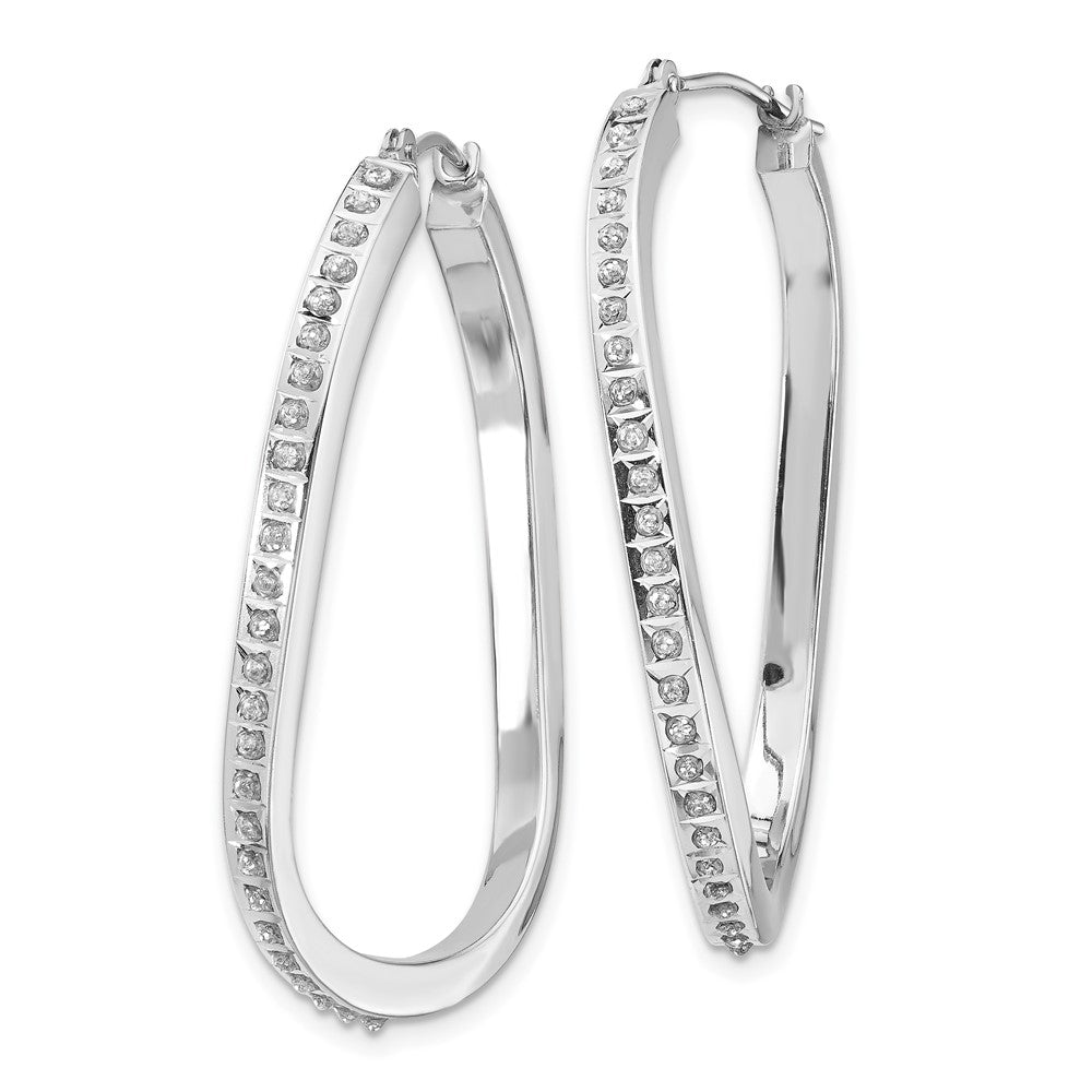Diamond Fascination Diamond Dust/Accent Oval Twist Hoop Earrings - WBC