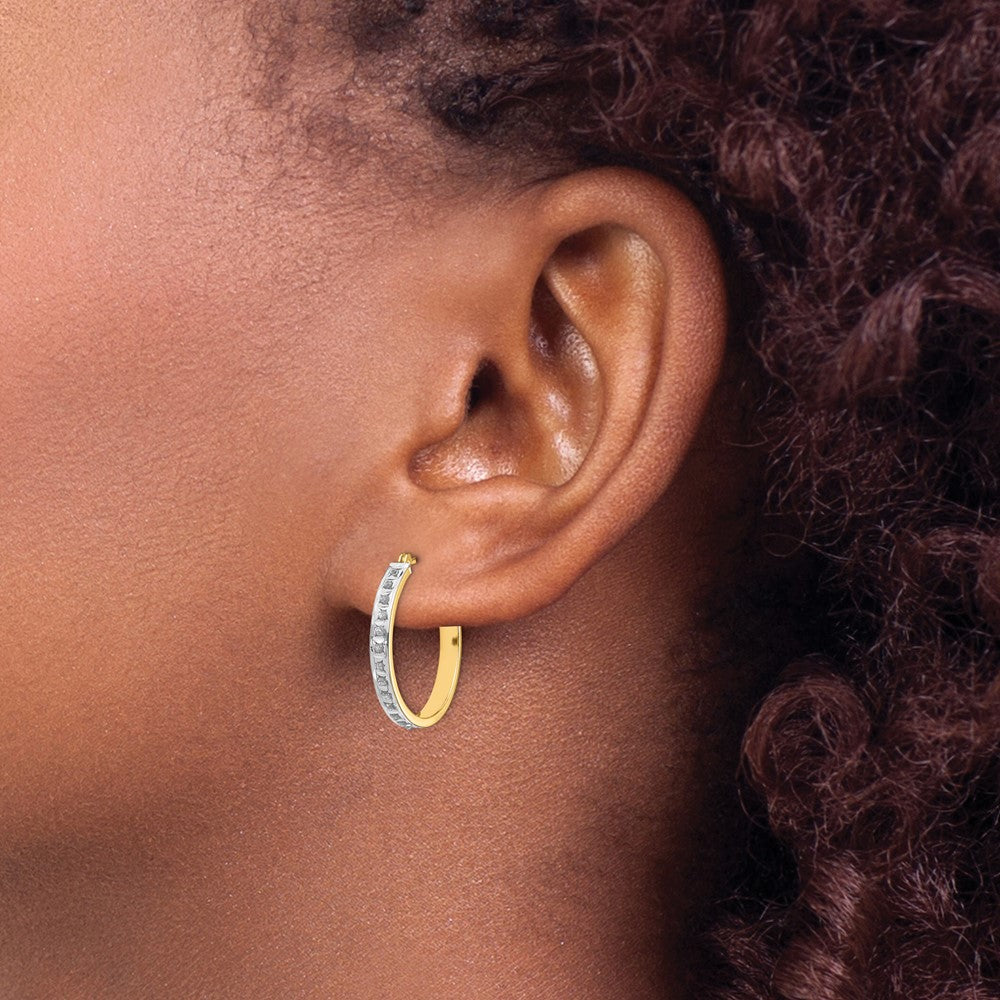 Diamond Fascination Diamond Dust/Accent Round Hinged Hoop Earrings - WBC