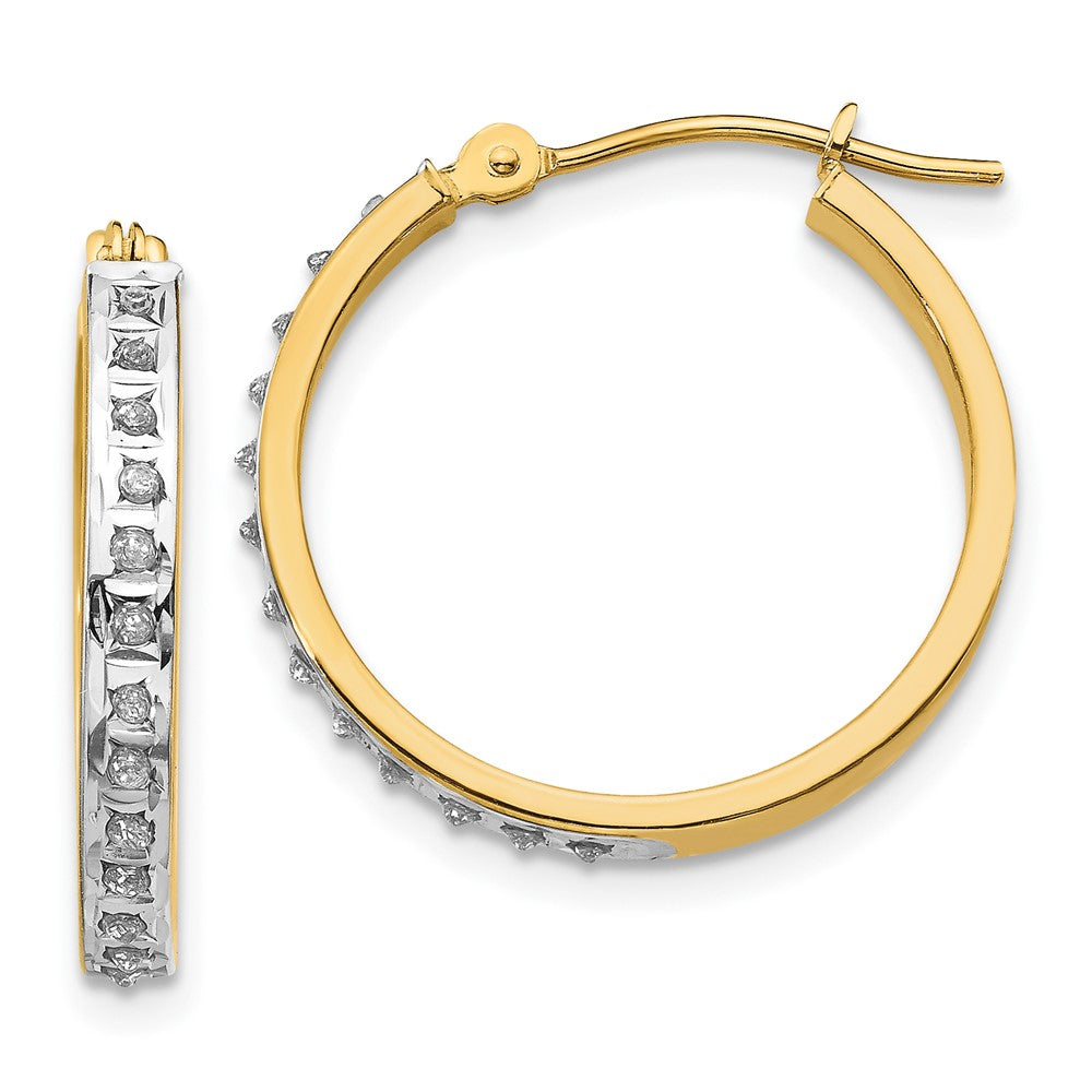 Diamond Fascination Diamond Dust/Accent Round Hinged Hoop Earrings - WBC