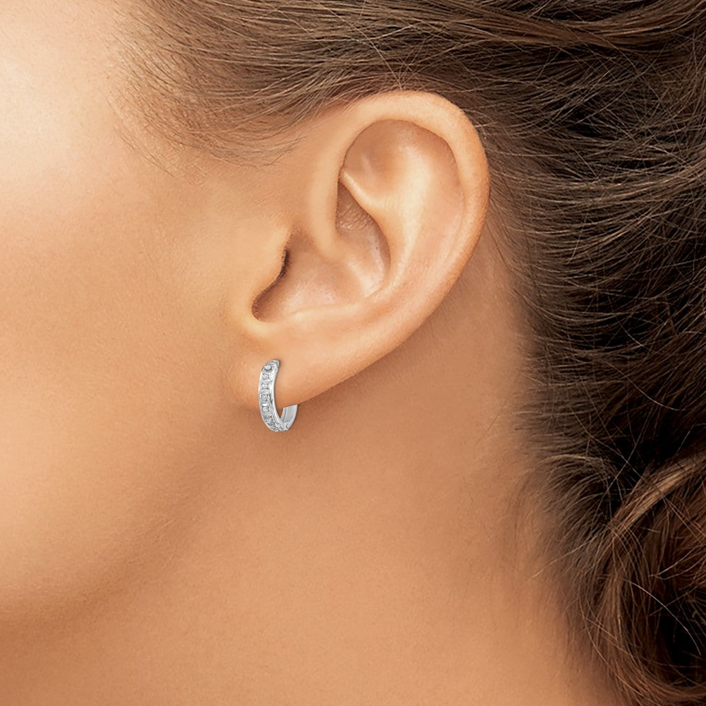Diamond Fascination Diamond Dust/Accent Round Hinged Hoop Earrings - WBC
