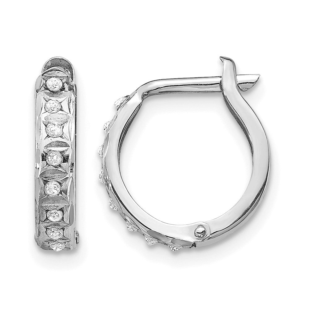 Diamond Fascination Diamond Dust/Accent Round Hinged Hoop Earrings - WBC