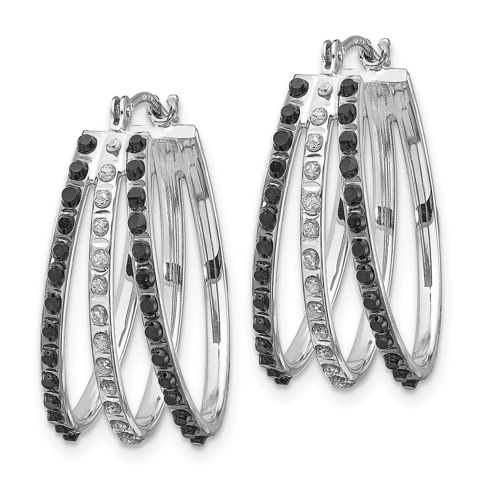Diamond Fascination Diamond Dust/Accent Oval Black and 3-Hoop Earrings - WBC