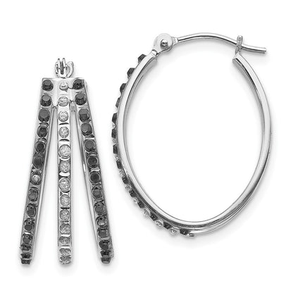 Diamond Fascination Diamond Dust/Accent Oval Black and 3-Hoop Earrings - WBC