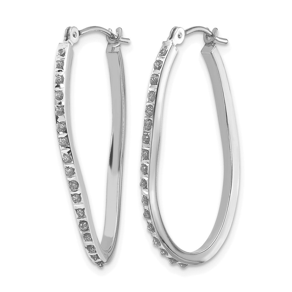 Diamond Fascination Diamond Dust/Accent Oval Twist Hoop Earrings - WBC