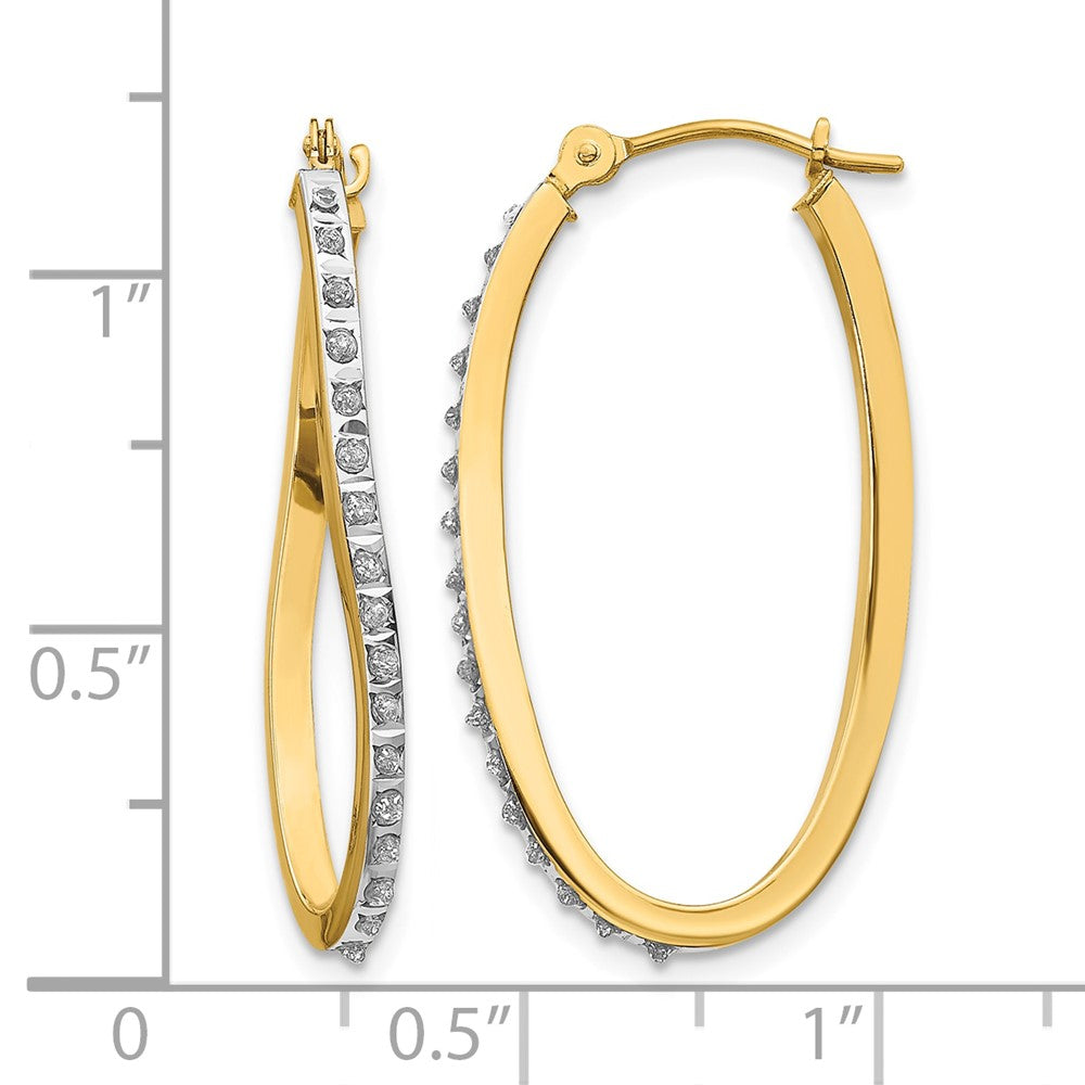 Diamond Fascination Diamond Dust/Accent Oval Twist Hoop Earrings - WBC