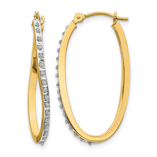 Diamond Fascination Diamond Dust/Accent Oval Twist Hoop Earrings - WBC