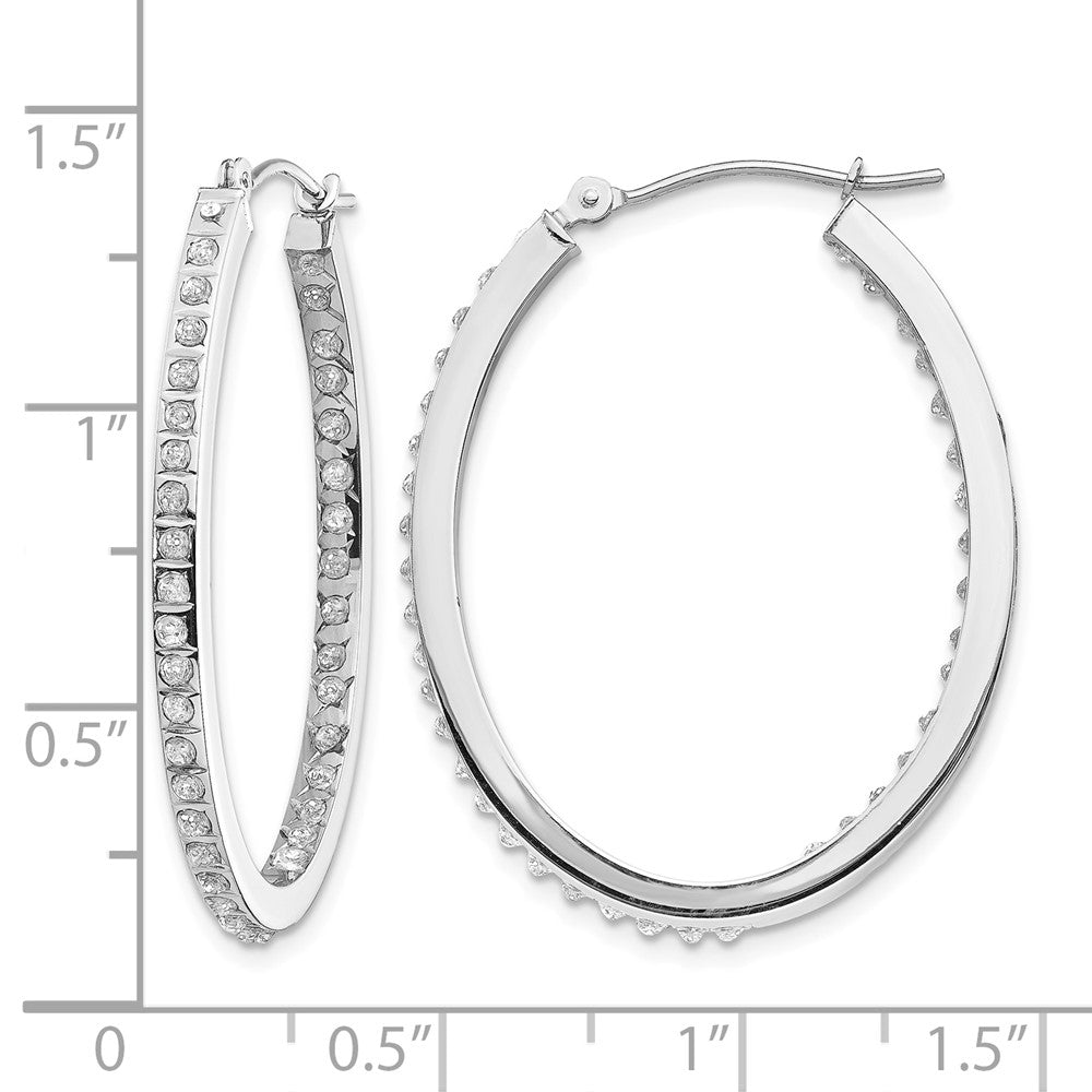 Diamond Fascination Diamond Dust/Accent Oval In/Out Hoop Earrings - WBC