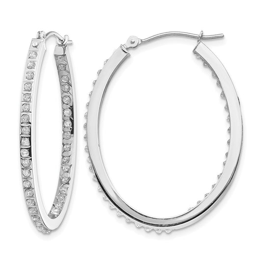 Diamond Fascination Diamond Dust/Accent Oval In/Out Hoop Earrings - WBC