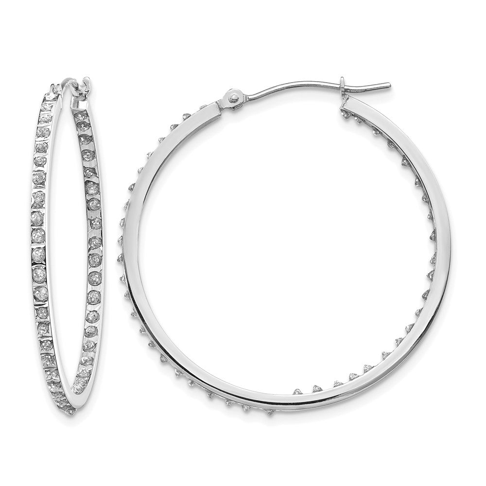 Diamond Fascination Diamond Dust/Accent Round In/Out Hoop Earrings - WBC