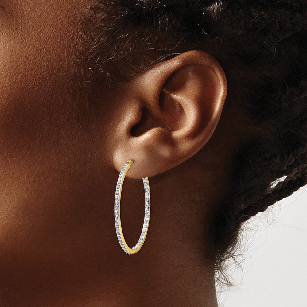Diamond Fascination Diamond Dust/Accent Round In/Out Hoop Earrings - WBC