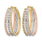 Tri-color Diamond Fascination Diamond Dust/Accent Oval 3-Hoop Earrings - WBC