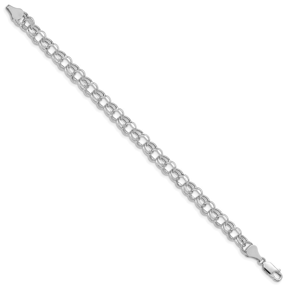 Hollow Diamond-cut Double Link Charm Bracelet - WBC