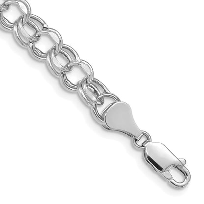 Hollow Diamond-cut Double Link Charm Bracelet - WBC