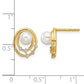 Polished 1/20 carat Diamond and Freshwater Cultured Pearl Ovals Drop Post Earrings - WBC