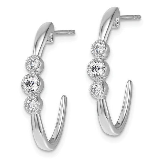 Polished 3/8 carat Diamond J-Hoop Post Earrings - WBC