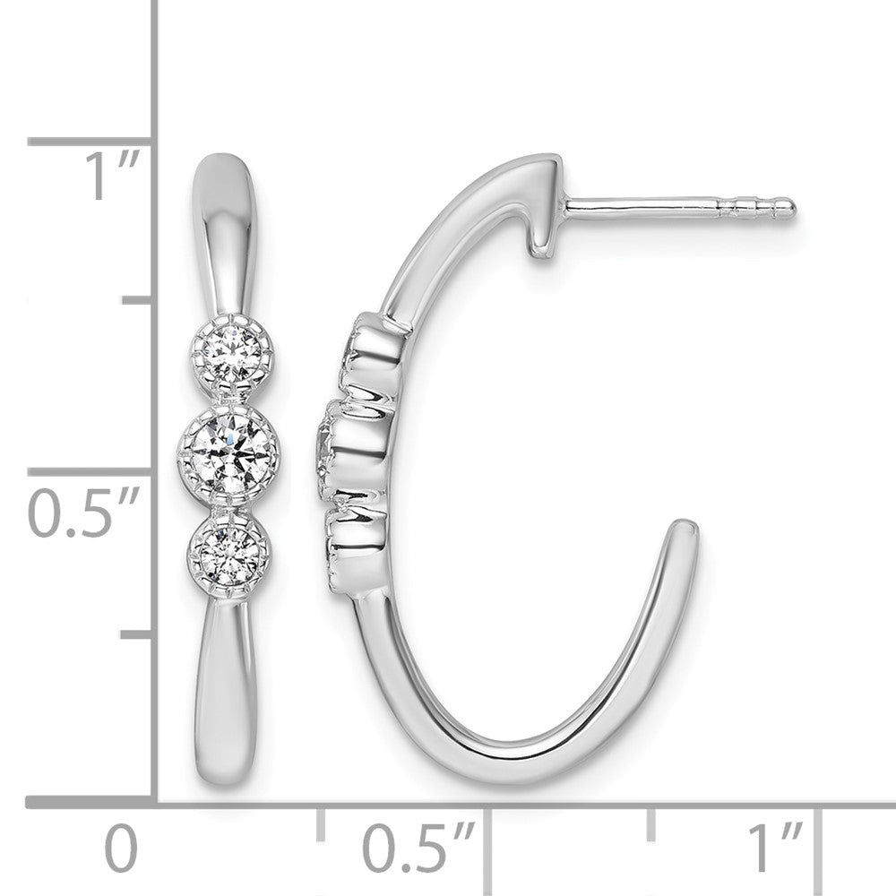 Polished 3/8 carat Diamond J-Hoop Post Earrings - WBC