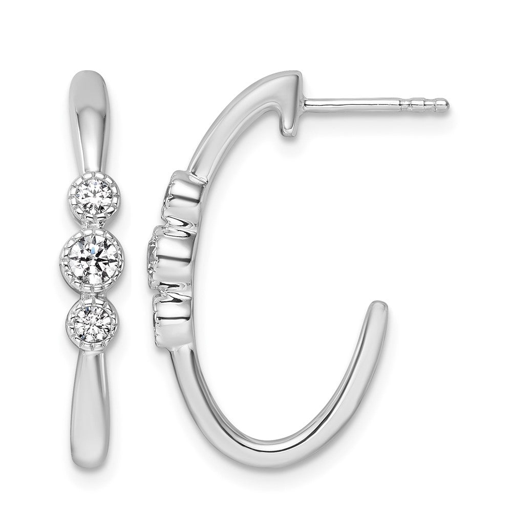 Polished 3/8 carat Diamond J-Hoop Post Earrings - WBC