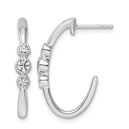 Polished 3/8 carat Diamond J-Hoop Post Earrings - WBC