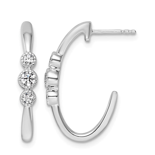 Polished 3/8 carat Diamond J-Hoop Post Earrings - WBC