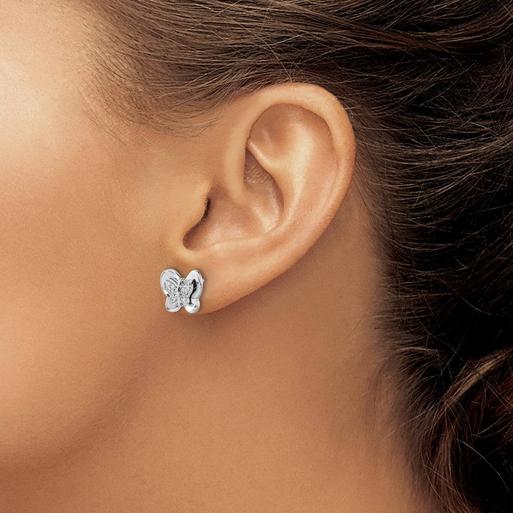 1/6 carat Diamond Butterfly Post Earrings - WBC