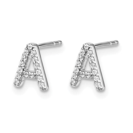 Diamond Initial A Post Earrings - WBC