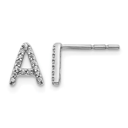Diamond Initial A Post Earrings - WBC