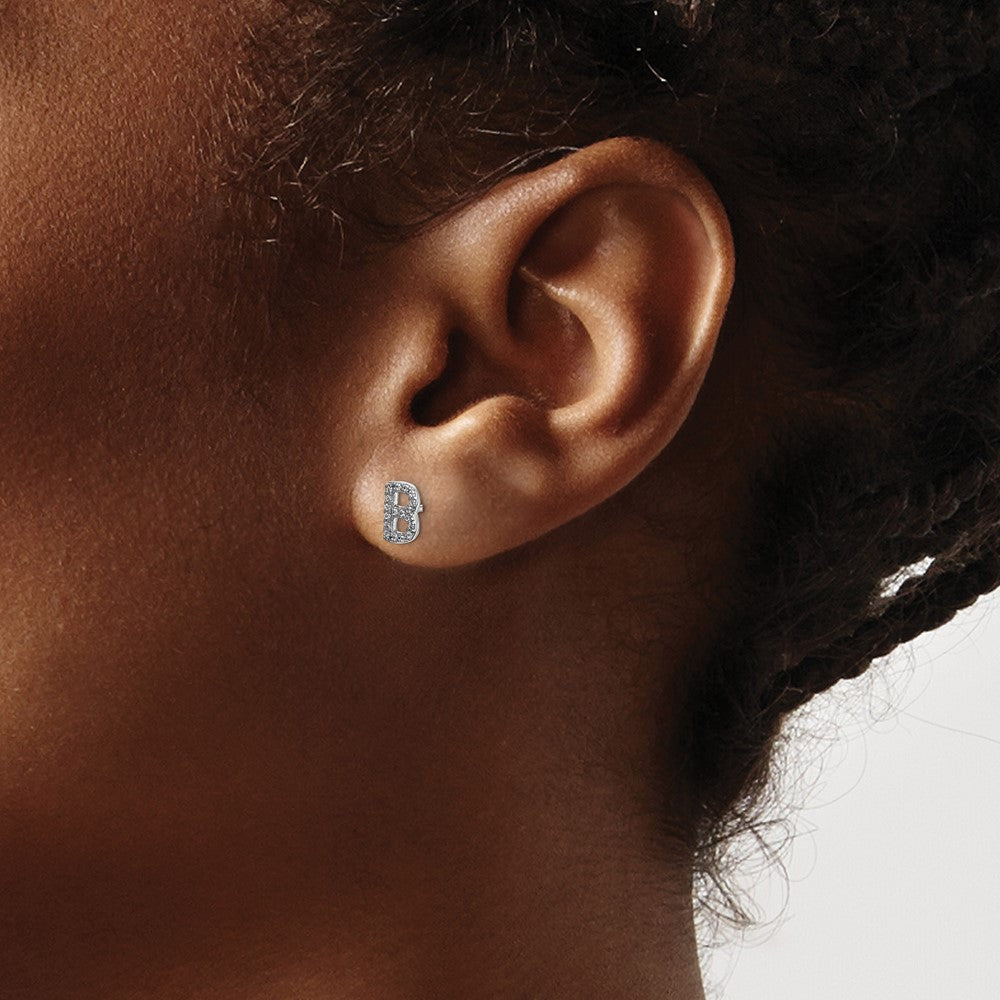 Diamond Initial B Post Earrings - WBC
