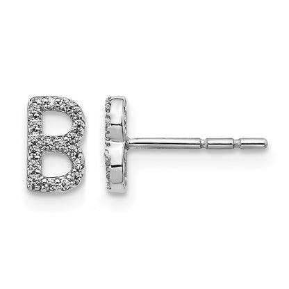 Diamond Initial B Post Earrings - WBC