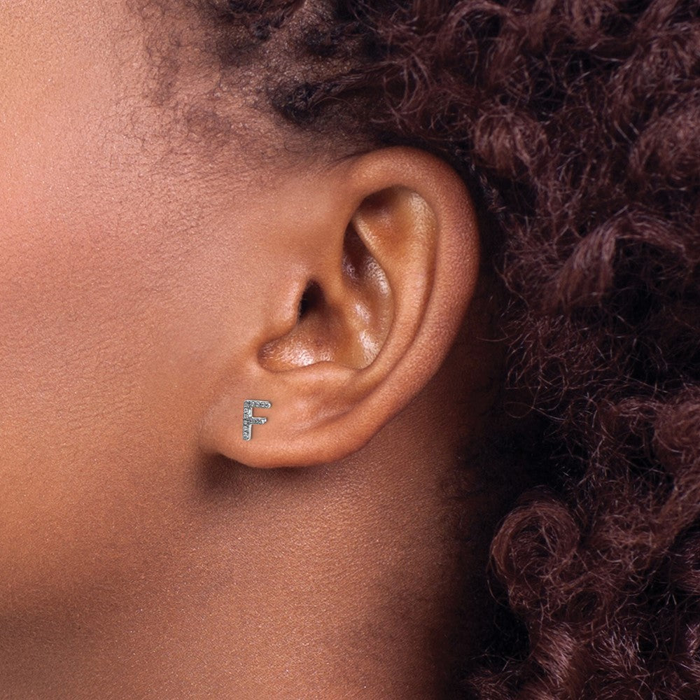 Diamond Initial F Post Earrings - WBC