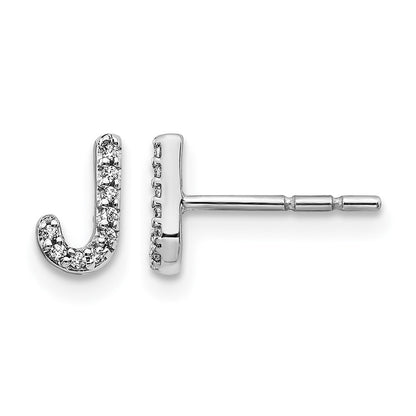 Diamond Initial J Post Earrings - WBC